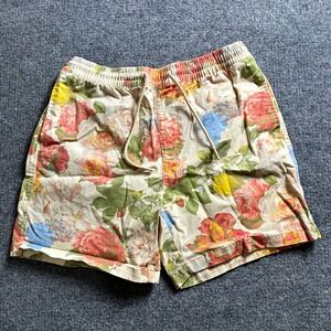 FOREVER 21 Men's Floral Chino Shorts L 6in Inseam Drawstring Pockets
